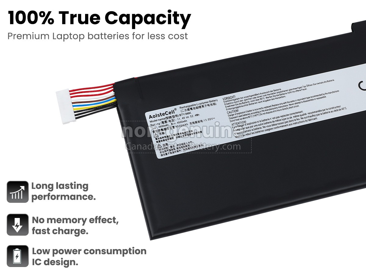 thumbnail image 2 of BTY-M6K Replacement Laptop Battery 52.4Wh 11.4V For MSI GF65 Thin GS63VR GS73VR Series 2 of 4