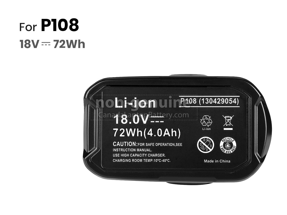 replacement Ryobi RB18L25 battery